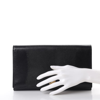 Dolce & Gabbana Lizard Calfskin Embossed Flap Clutch Black 2 of 10