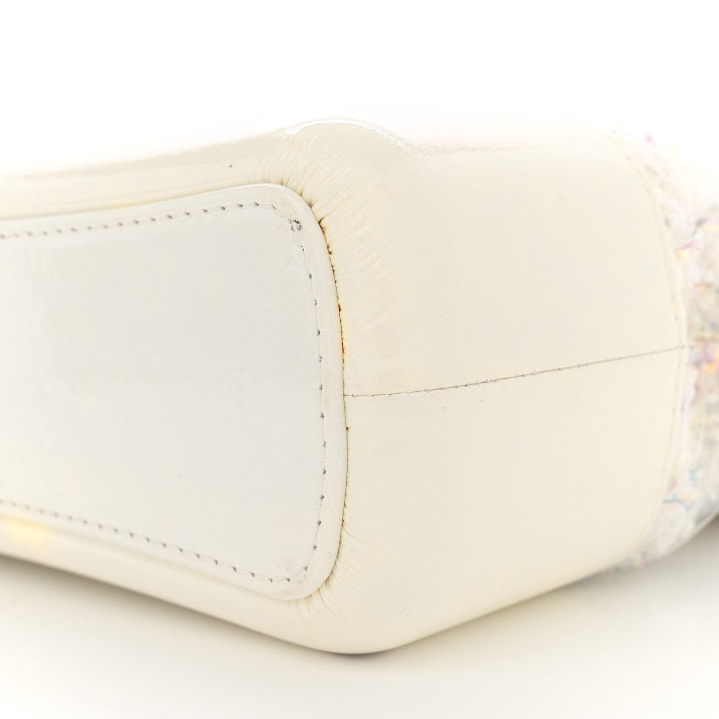 Tweed PVC Patent Chevron Quilted Medium Gabrielle Hobo White