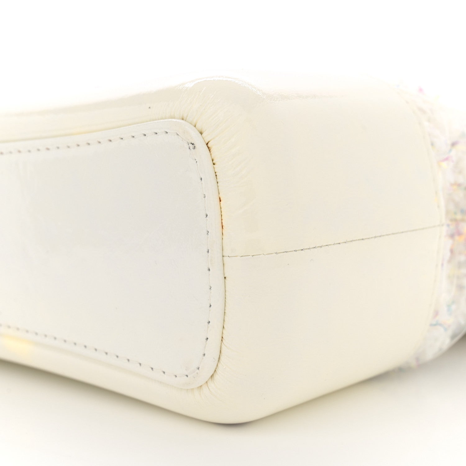 Chanel Tweed PVC Patent Chevron Quilted Medium Gabrielle Hobo White 8 of 13