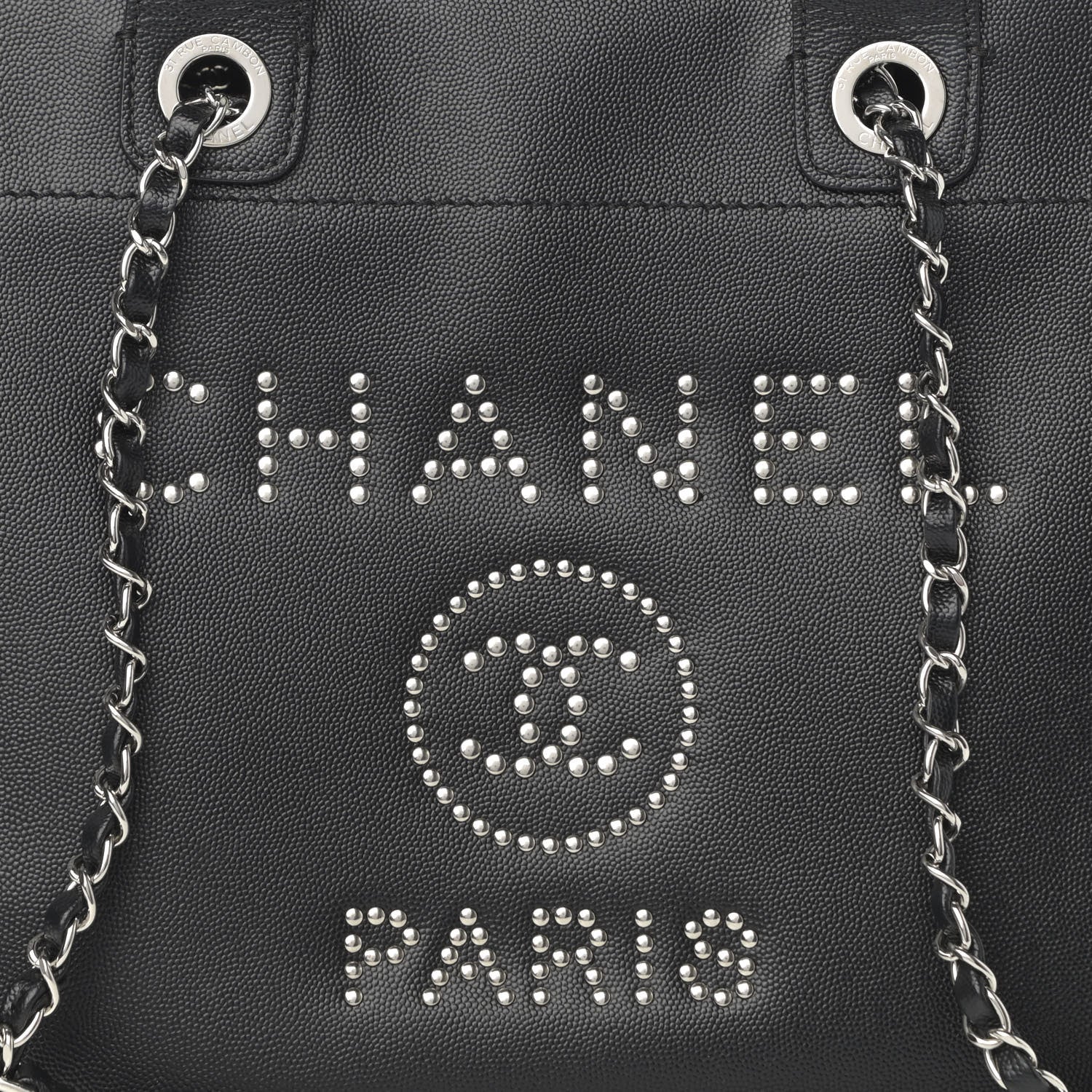 Chanel Caviar Small Studded Deauville Tote Black 8 of 11