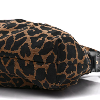 Fendi Jacquard Leopard Print Chef Hobo Tobacco 9 of 10