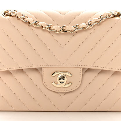 Chanel Caviar Chevron Quilted Small Double Flap Beige 8 of 11