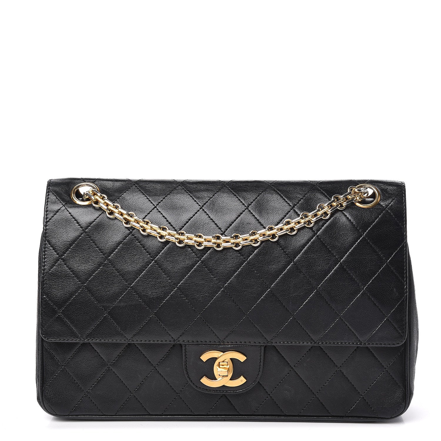 Chanel Lambskin Quilted Medium Double Flap Bijoux Chain Black 1 of 13