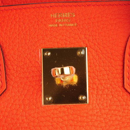 Hermes Taurillon Clemence Birkin 30 Orange Poppy 13 of 27