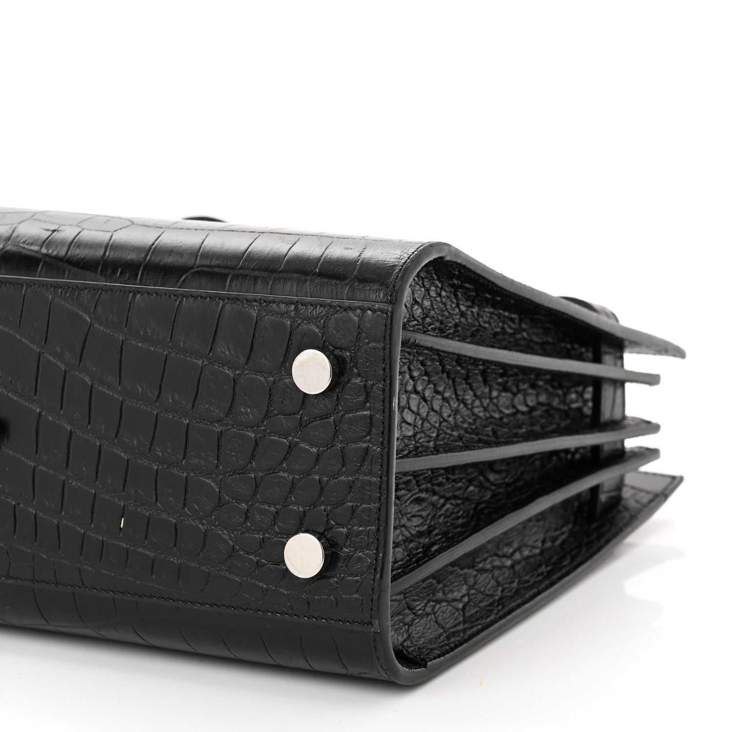 Saint Laurent Calfskin Crocodile Embossed Nano Sac De Jour Black 10 of 13