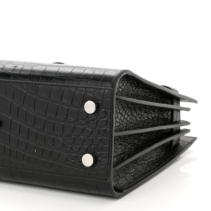 Saint Laurent Calfskin Crocodile Embossed Nano Sac De Jour Black 10 of 13