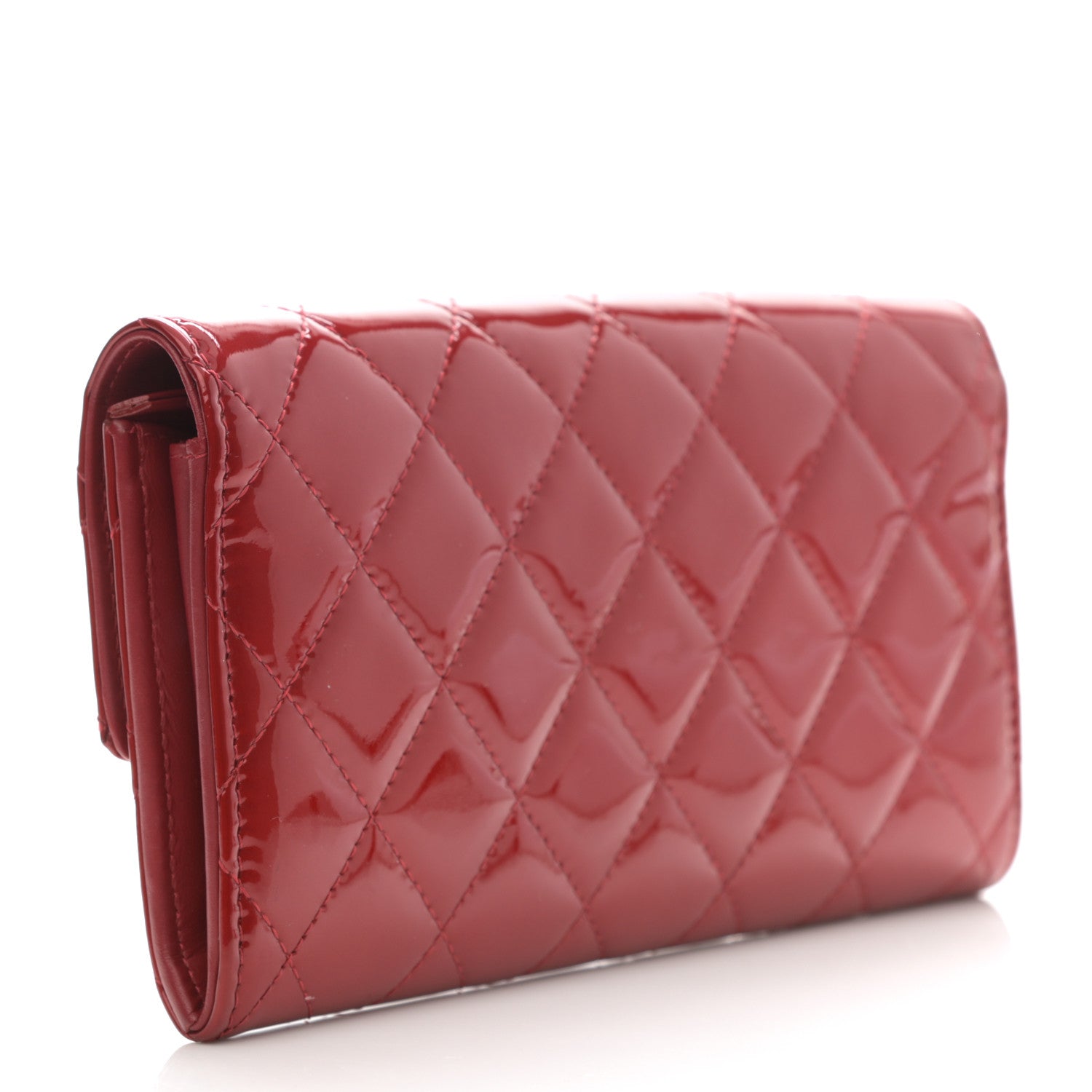 Chanel Patent Calfskin Quilted Large Brilliant Flap Wallet Dark Red 3 of 8