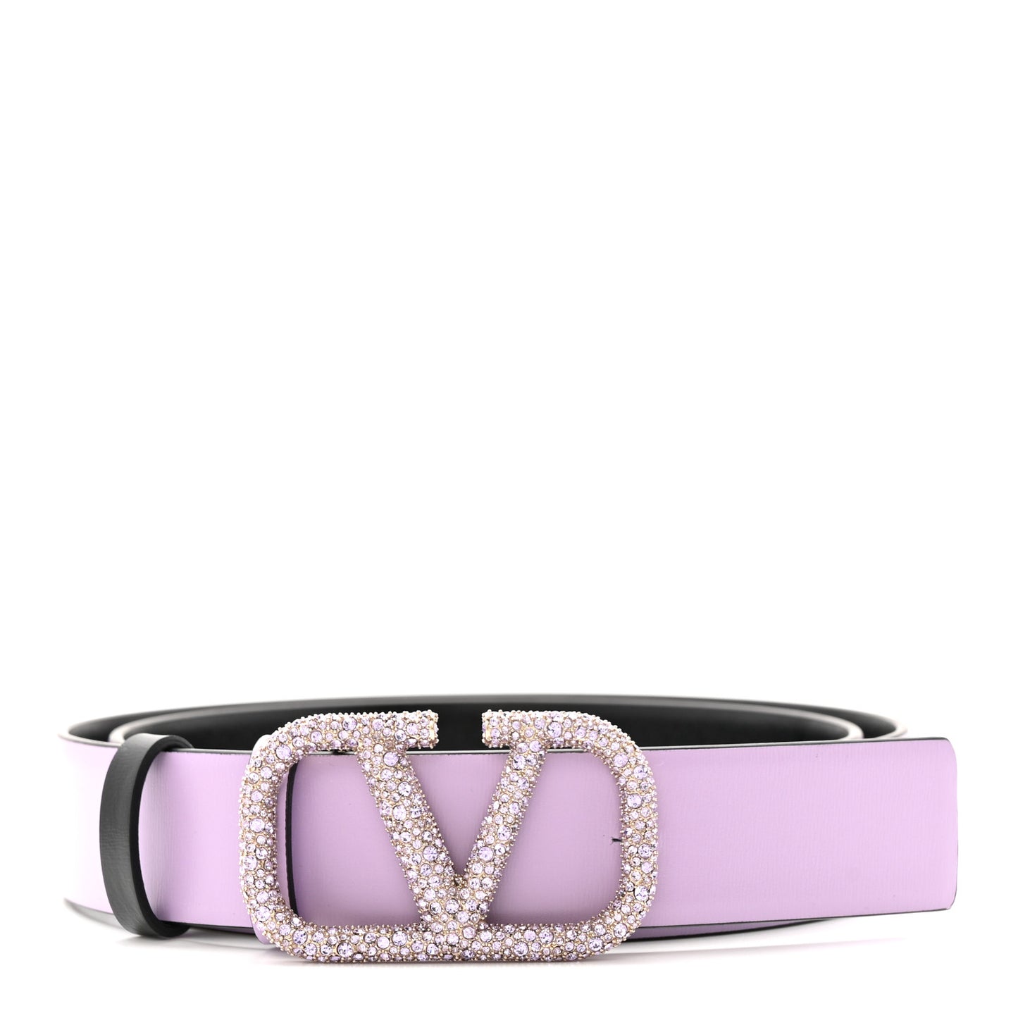 Calfskin Crystal VLogo 30mm Reversible Belt 80 32 Purple Black