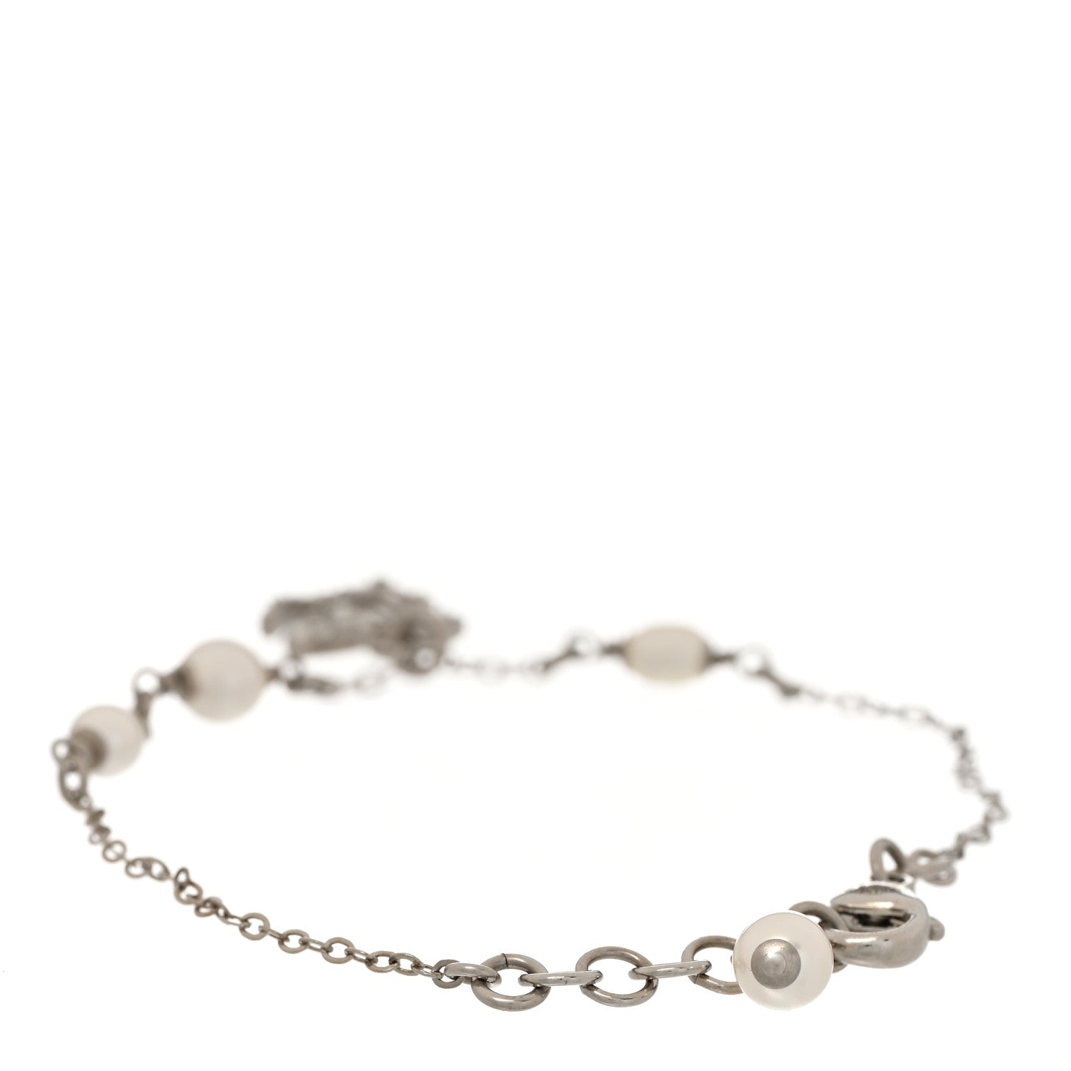 Chanel Crystal Pearl CC Bracelet Silver 3 of 5
