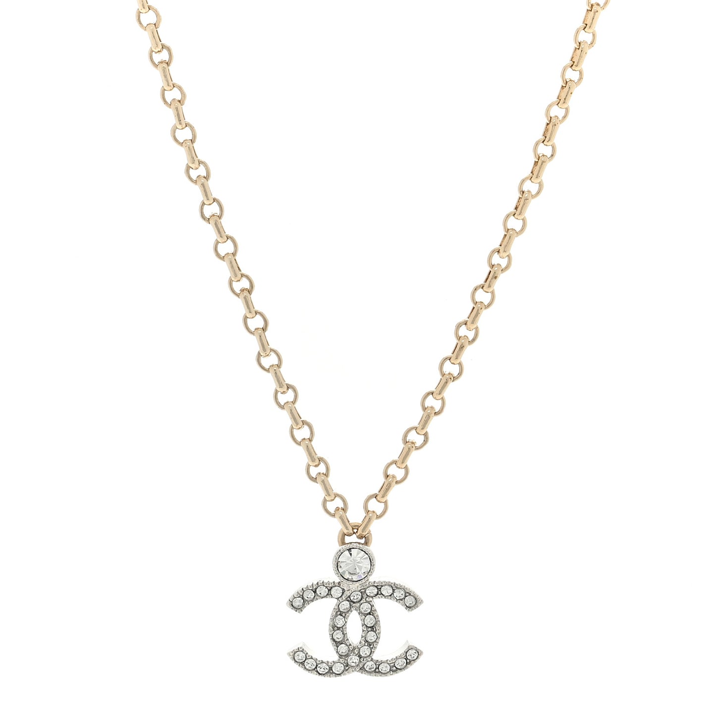 Crystal CC Necklace Silvery Gold