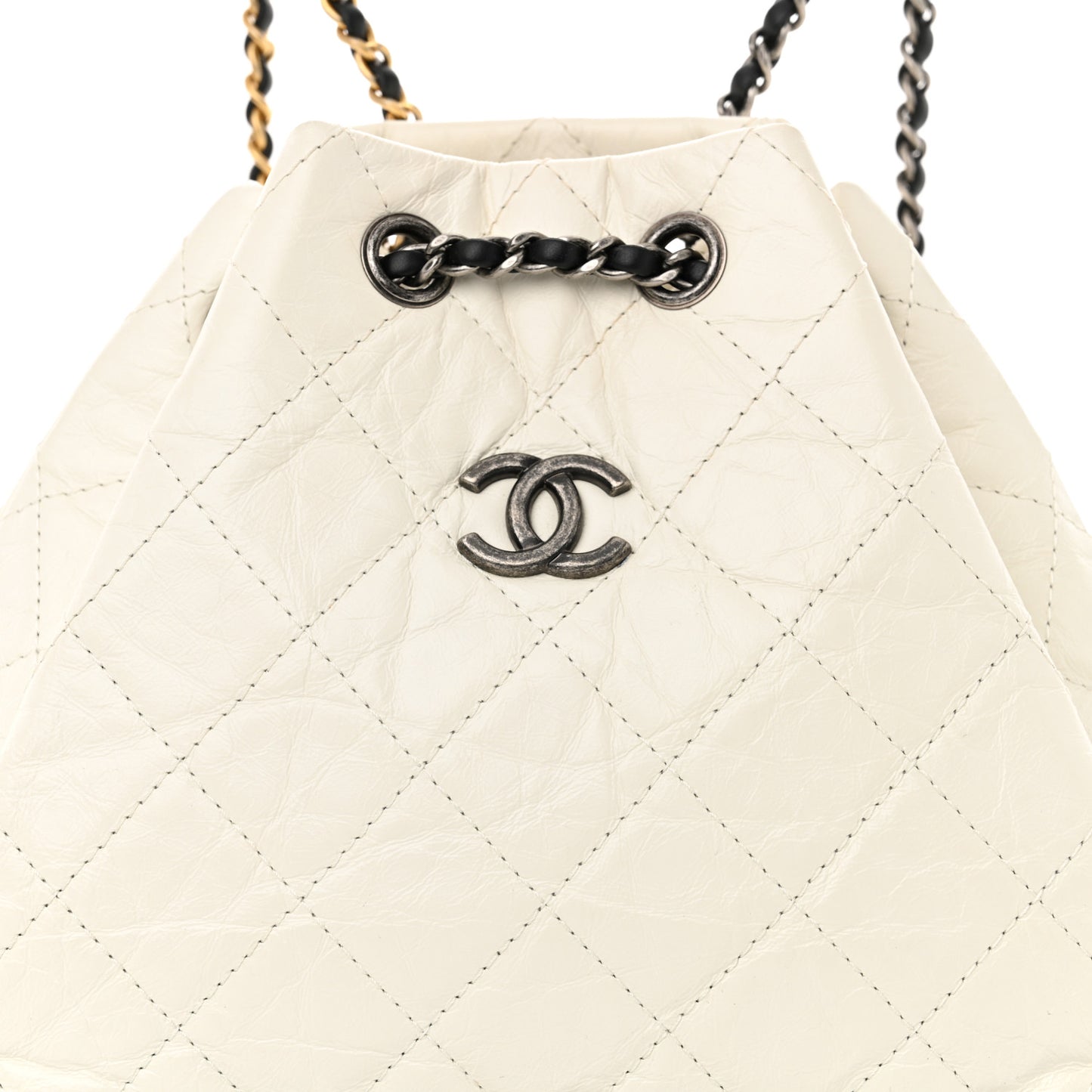 Aged Calfskin Quilted Small Gabrielle Backpack Black White