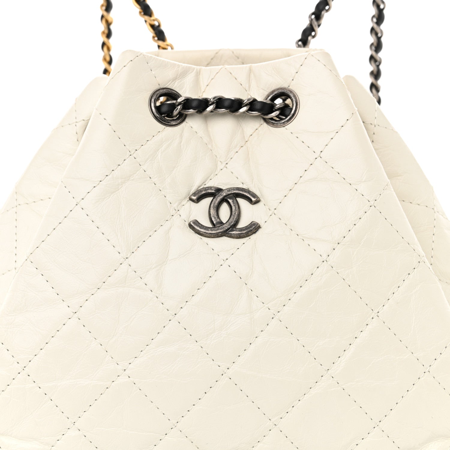 Chanel Aged Calfskin Quilted Small Gabrielle Backpack Black White 8 of 11