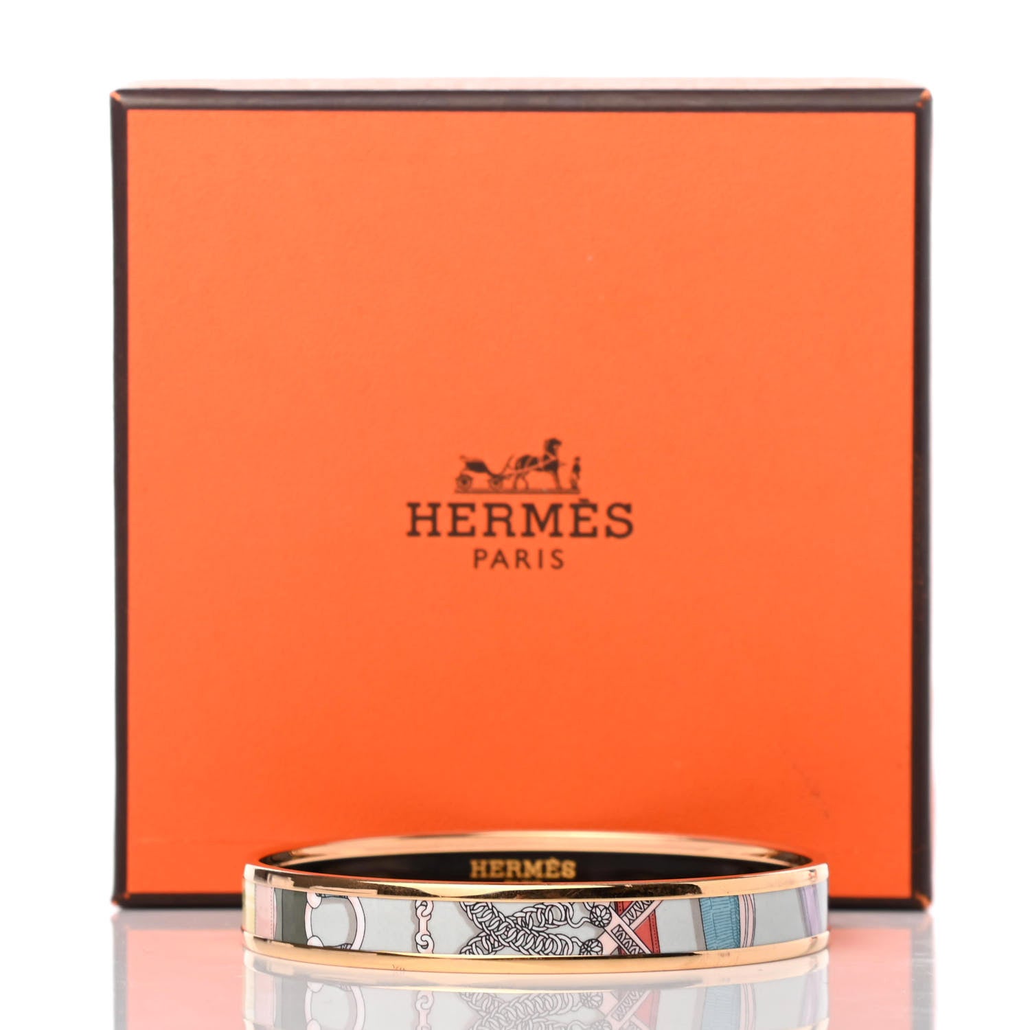 Hermes Enamel Printed Narrow Cavald'Or Bracelet 65 Romantique 7 of 7