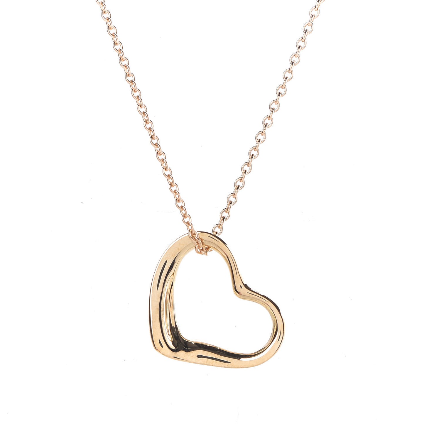 18K Yellow Gold 14mm Elsa Peretti Open Heart Pendant Necklace