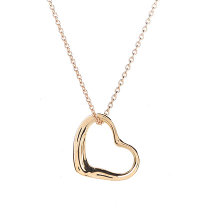 Tiffany 18K Yellow Gold 14mm Elsa Peretti Open Heart Pendant Necklace 4 of 7