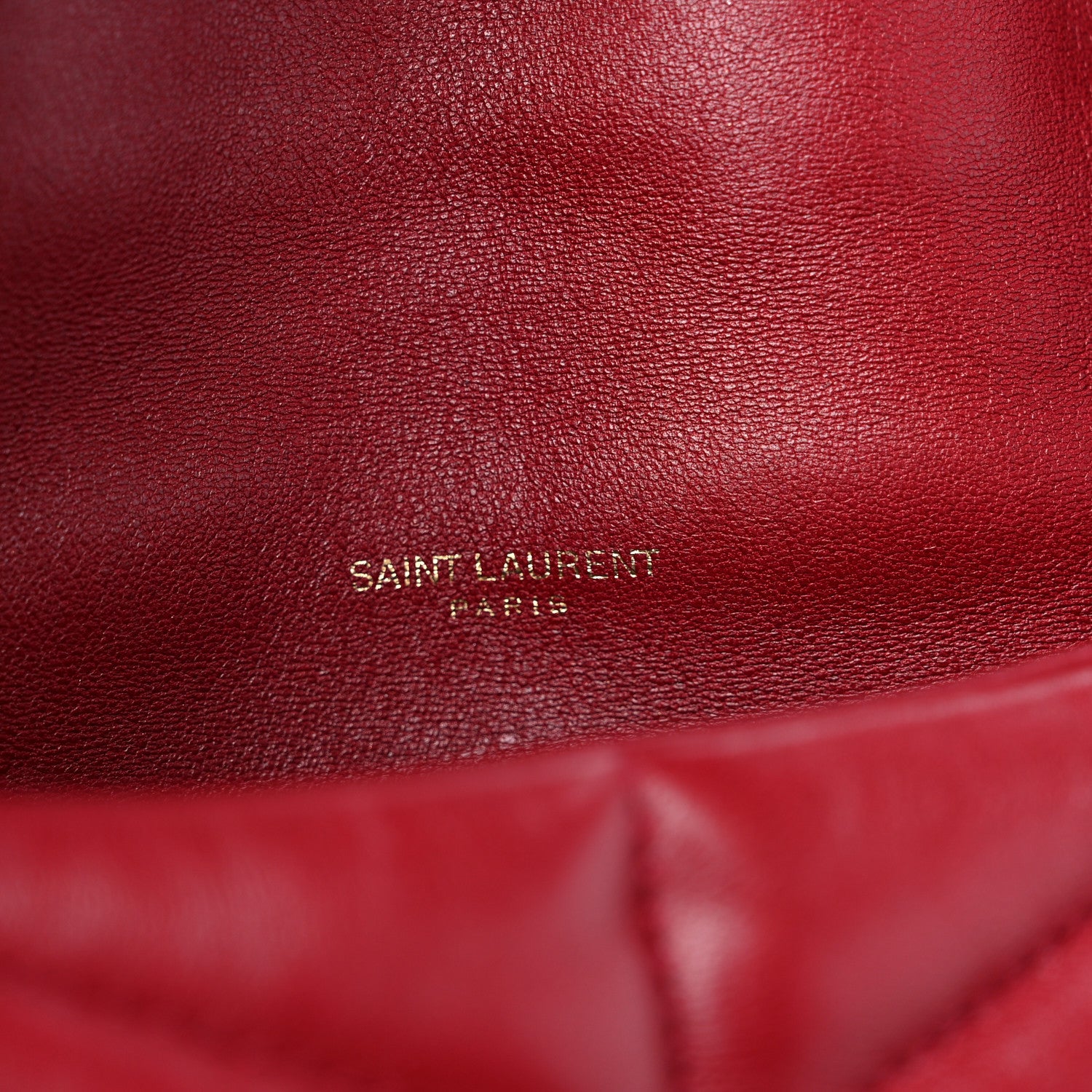 Saint Laurent Lambskin Quilted Toy Loulou Puffer Monogram Chain Satchel Red 12 of 14