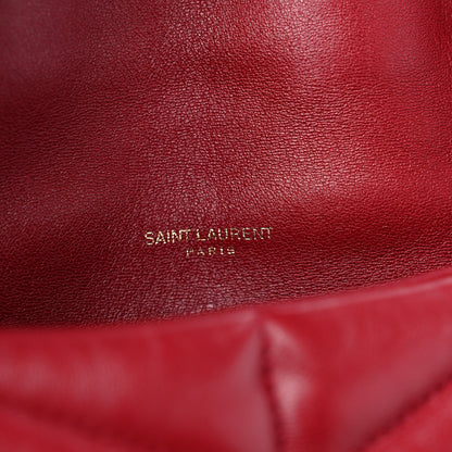 Saint Laurent Lambskin Quilted Toy Loulou Puffer Monogram Chain Satchel Red 12 of 14