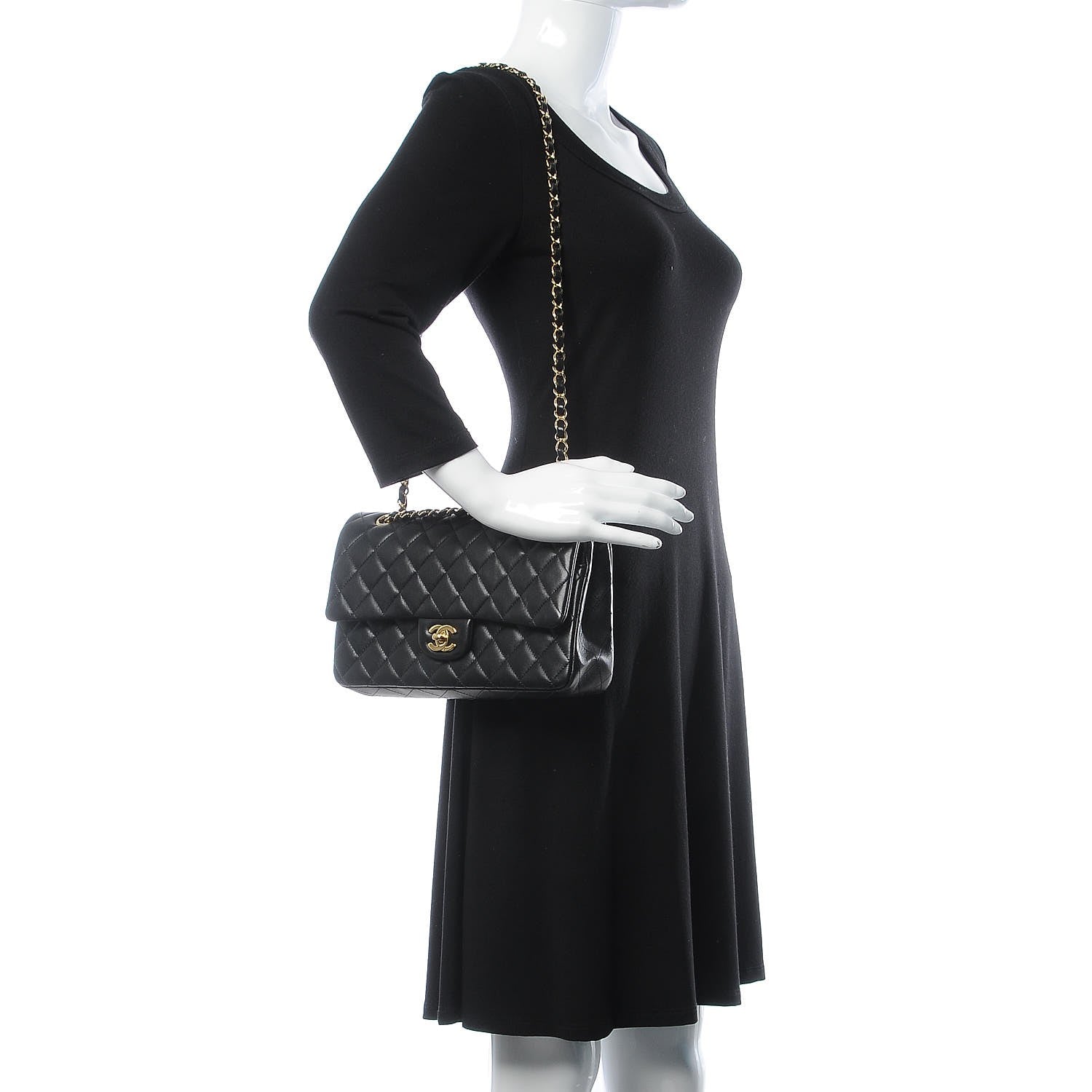 Chanel Lambskin Quilted Medium Double Flap Black 2 of 9