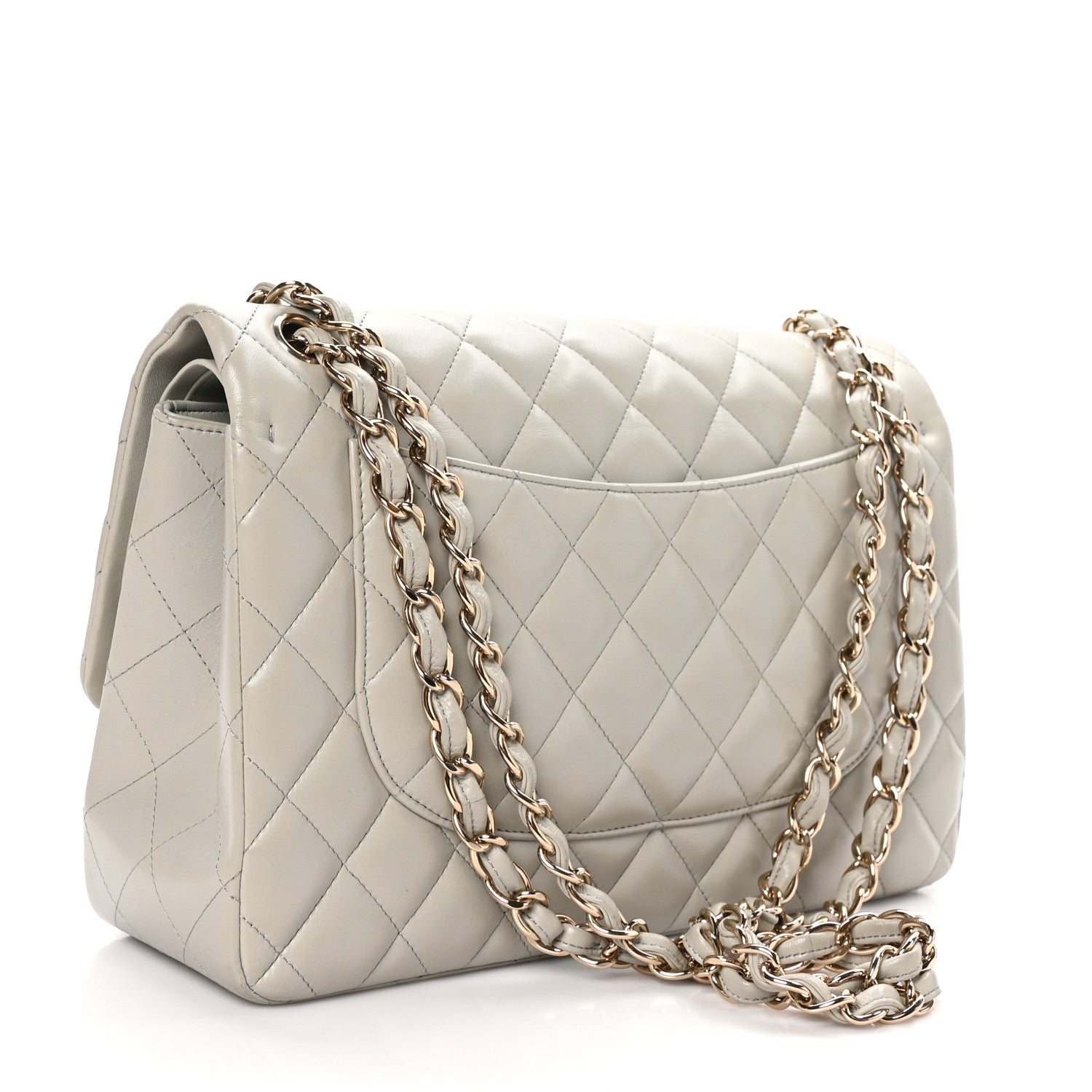 Chanel Lambskin Quilted Jumbo Double Flap Grey 3 of 12