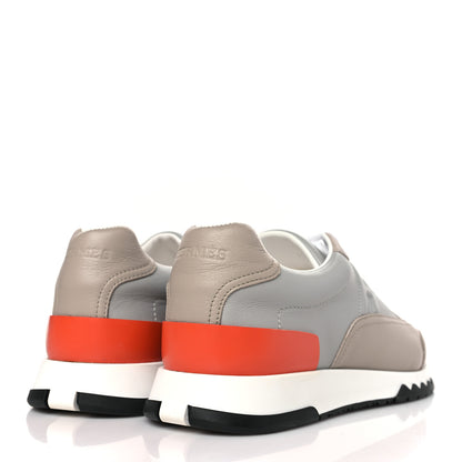 Hermes Calfskin Womens Trail Sneakers 37.5 Beige Rose Gris Brume 4 of 9