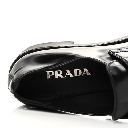 Prada Spazzolato Metal Triangle Logo 50mm Loafers 39.5 Black 7 of 8