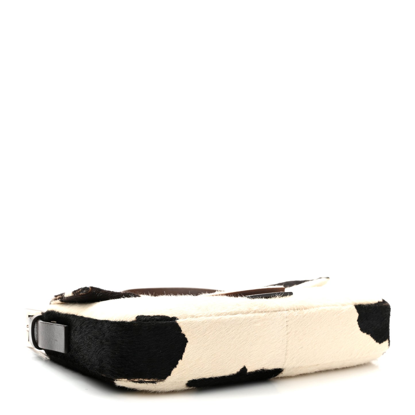 Calf Hair Cow Print Baguette Black White