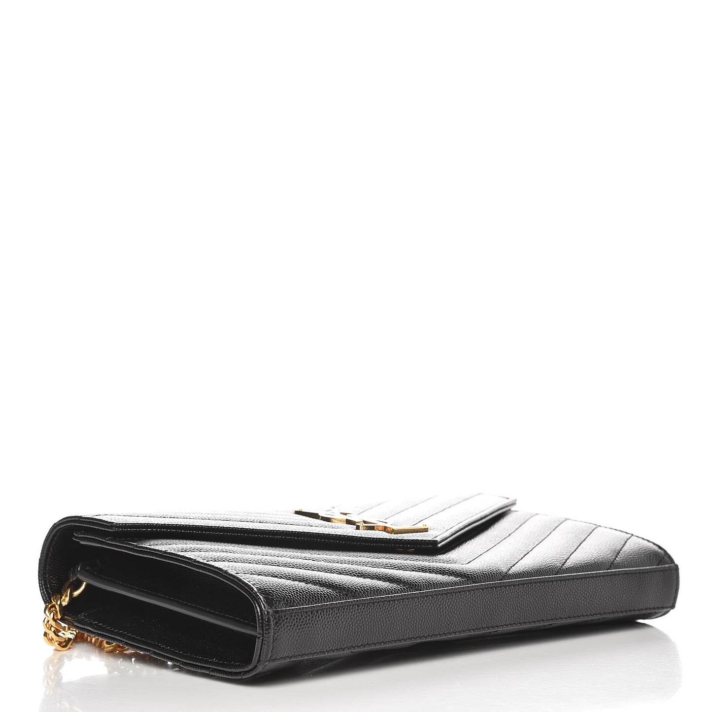 Grain De Poudre Matelasse Chevron Monogram Chain Wallet Black