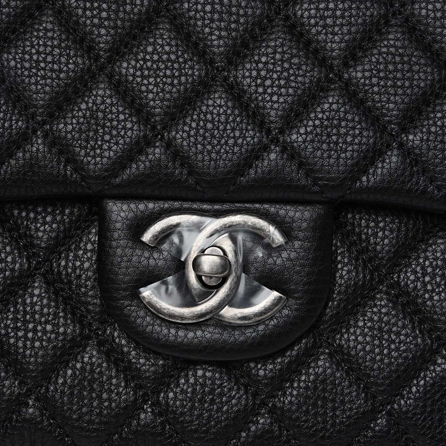 Calfskin Quilted XXL Travel Flap Bag Black