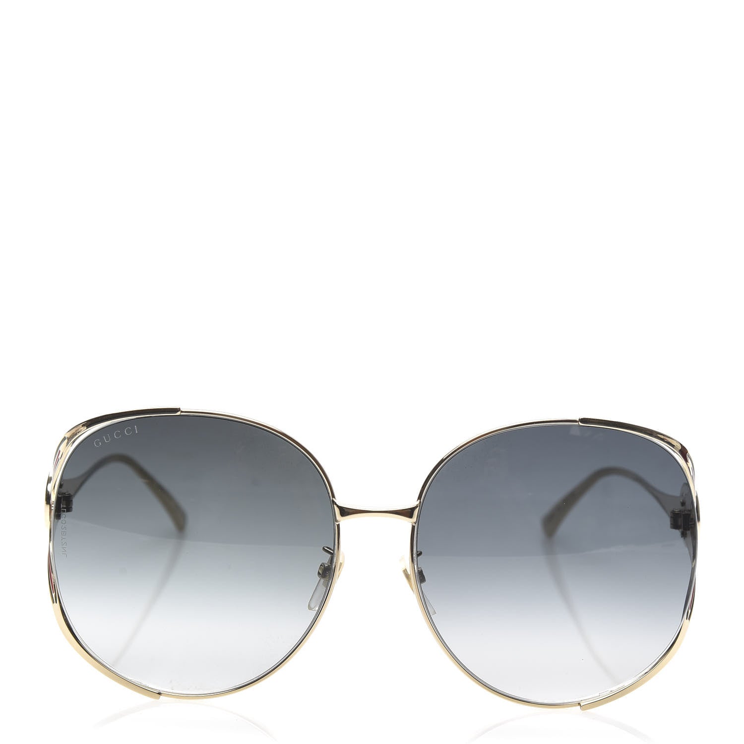 Gucci Metal Oversized Round Frame GG0225S Sunglasses Gold 2 of 7