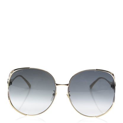 Gucci Metal Oversized Round Frame GG0225S Sunglasses Gold 2 of 7