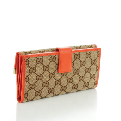 Gucci Monogram Margaux Calfskin Dice Continental Wallet Beige Ebony New Dark Orange 3 of 7