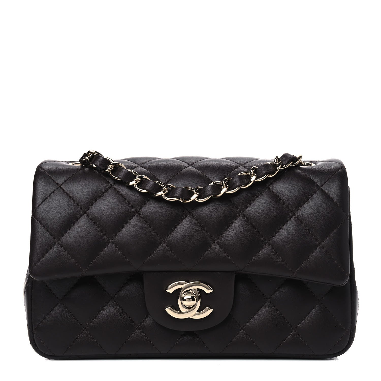 Chanel Lambskin Quilted Mini Rectangular Flap Dark Brown 1 of 4