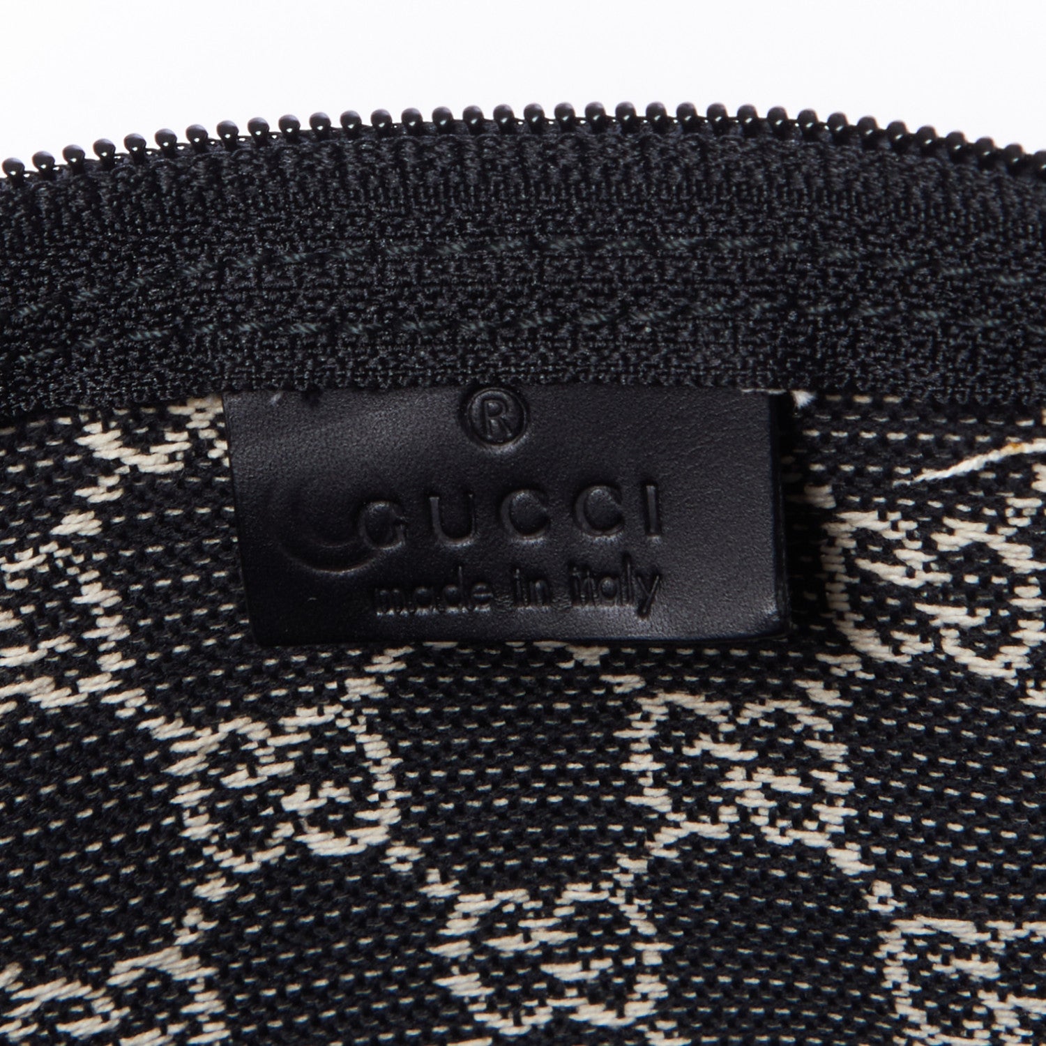 Gucci Denim Monogram Zip Top Pouch Black 6 of 7