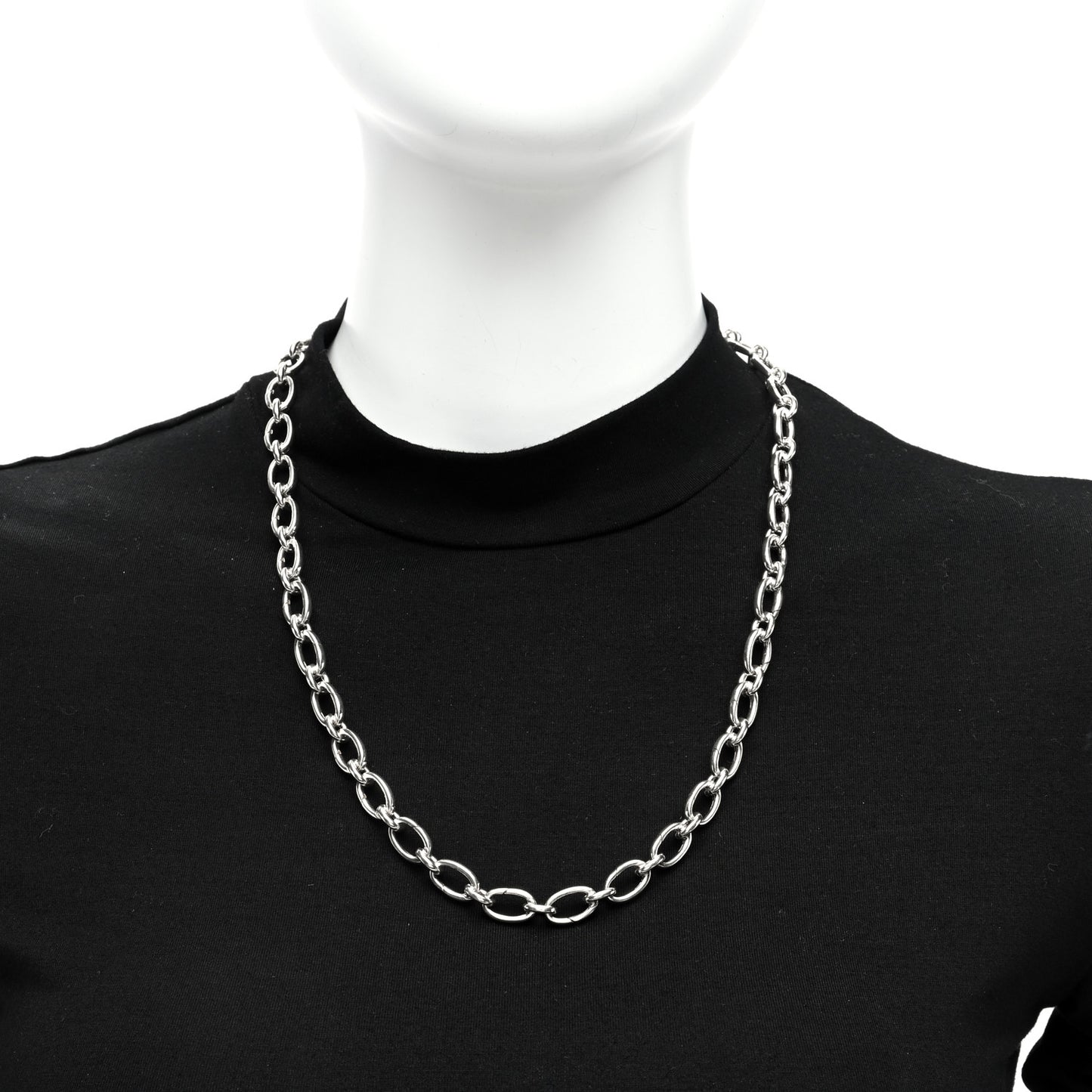 Sterling Silver Oval Clasping Link Necklace