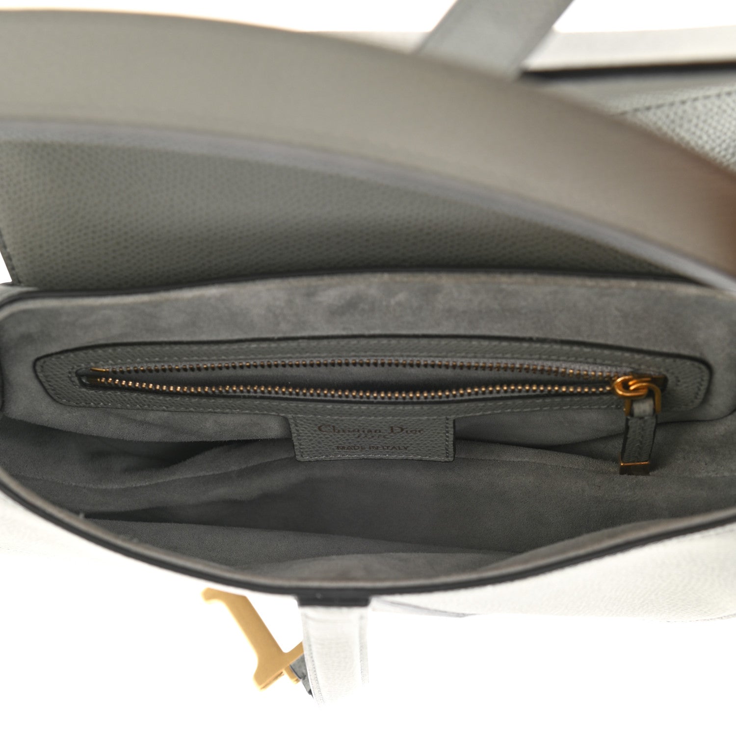 Christian Dior Grained Calfskin Saddle Bag Grey 5 of 11