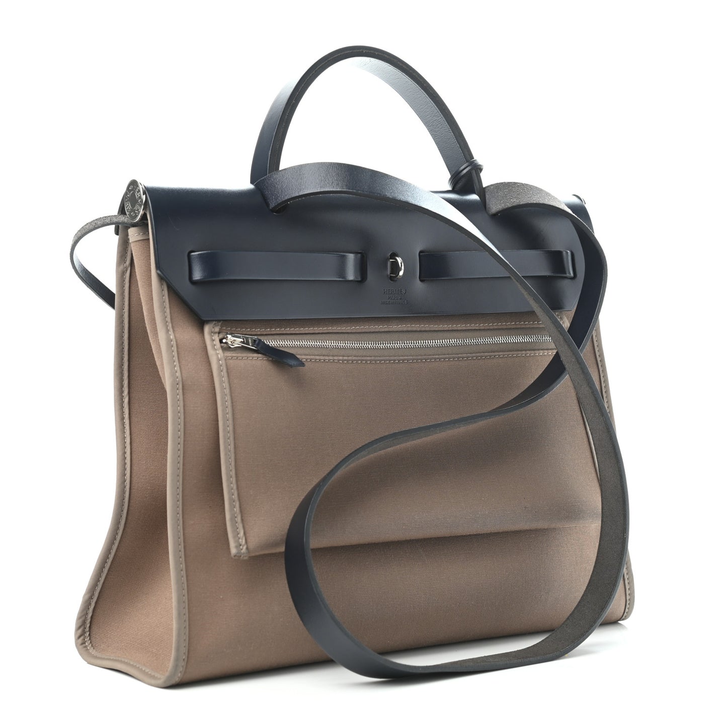 Vache Hunter Toile Herbag Zip 31 PM Etoupe Bleu Indigo