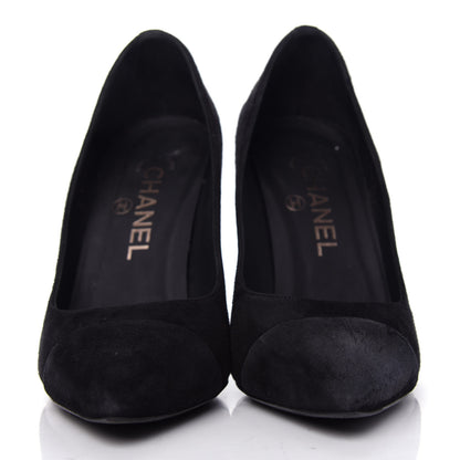 Chanel Suede Cap Toe CC Pumps 36.5 Black 2 of 10