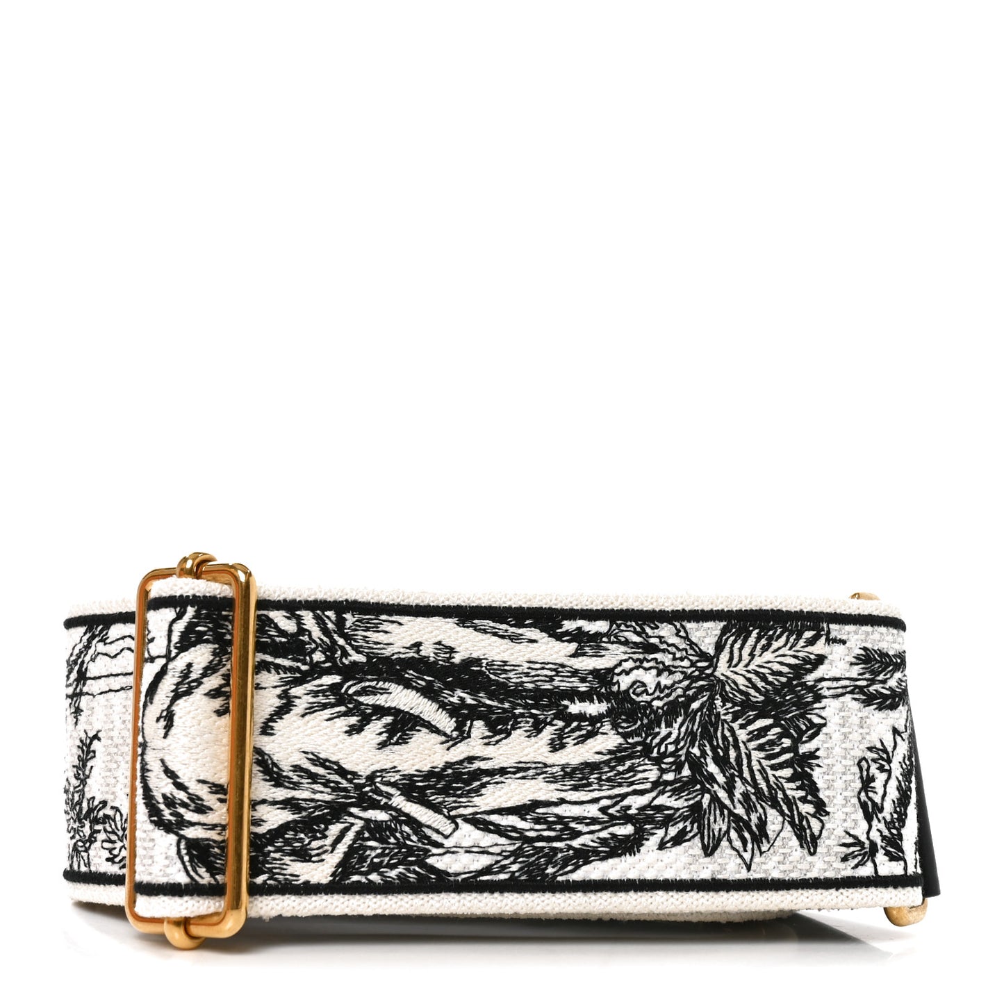 Canvas Embroidered Toile de Jouy Soleil Shoulder Strap Black White Blue