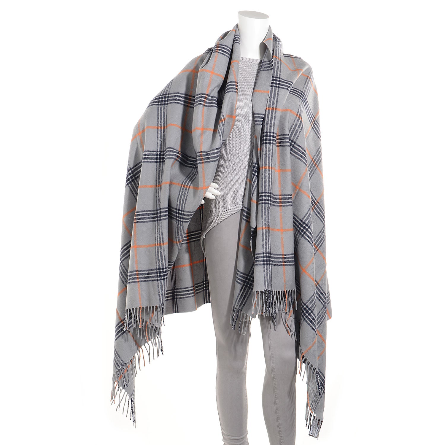 Louis Vuitton Wool Plaid Masai Tartan Shawl Gris 2 of 5