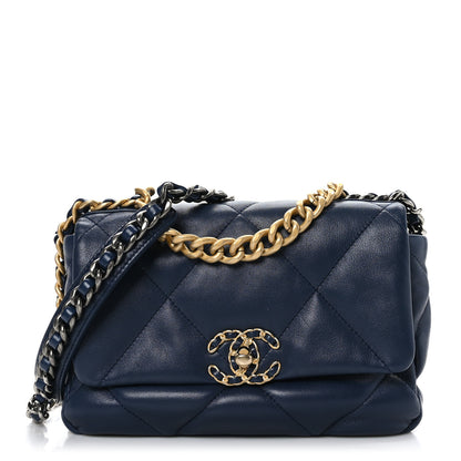 Chanel Lambskin Quilted Medium Chanel 19 Flap Navy Blue 1 of 9