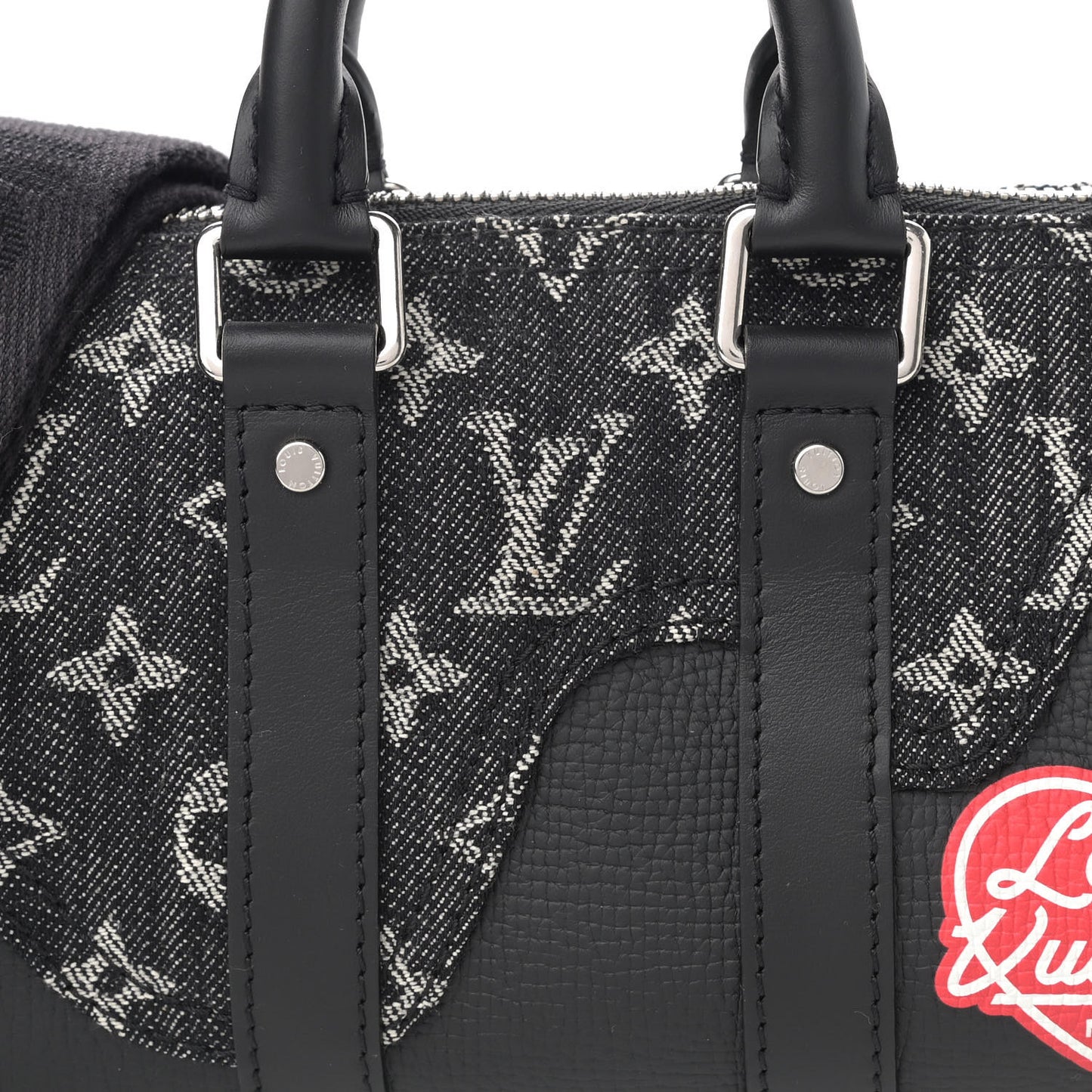 X NIGO Taurillon Monogram Denim Drip Keepall XS Black