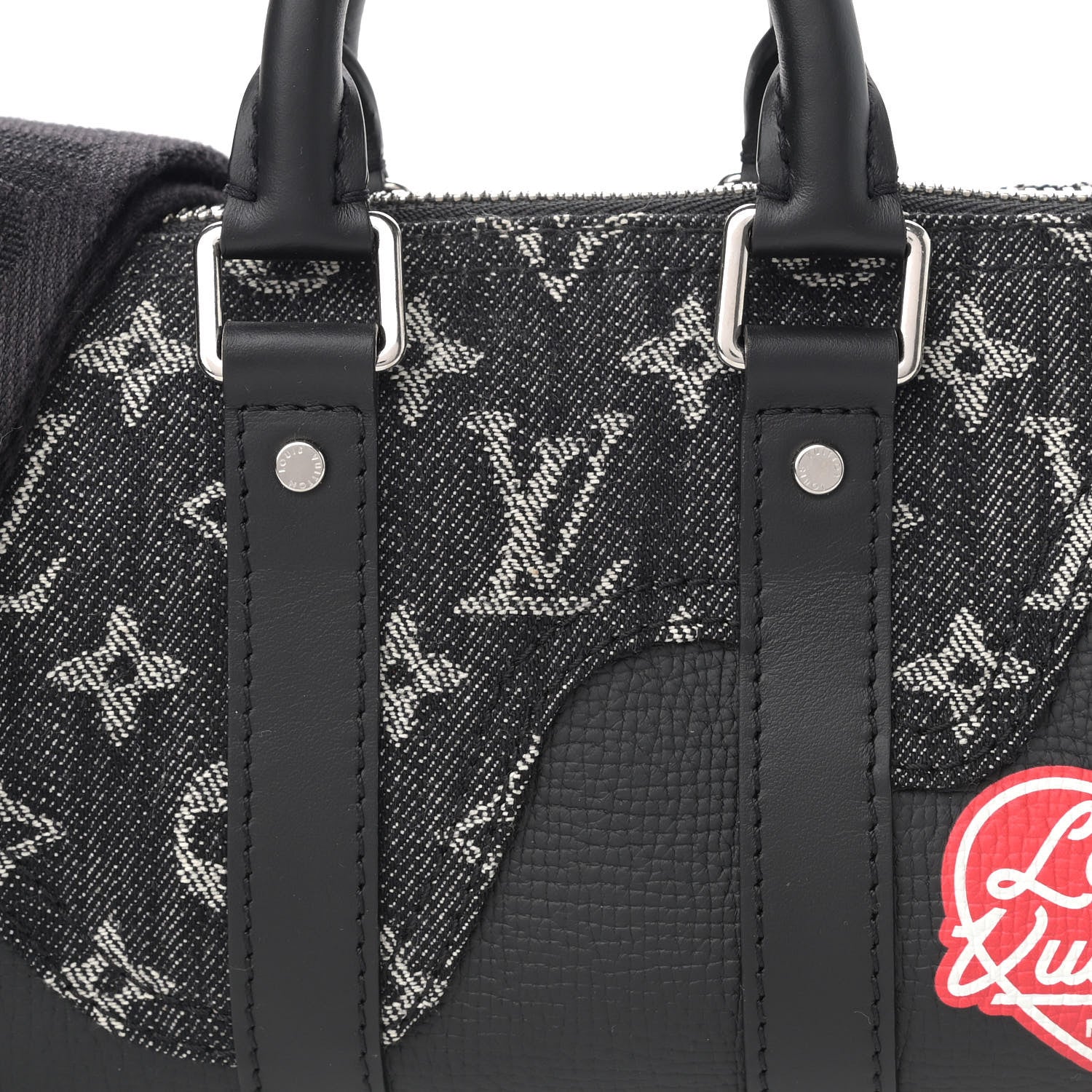 Louis Vuitton X NIGO Taurillon Monogram Denim Drip Keepall XS Black 8 of 11