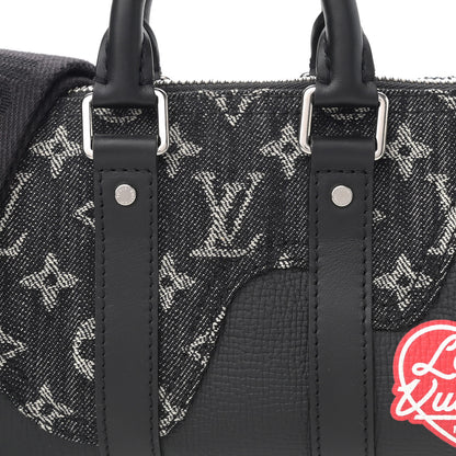 Louis Vuitton X NIGO Taurillon Monogram Denim Drip Keepall XS Black 8 of 11