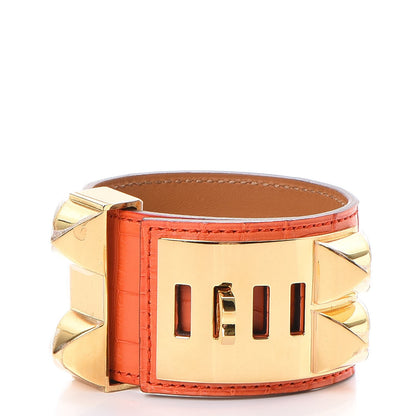 Hermes Matte Alligator Collier De Chien CDC Bracelet S Orange Poppy 4 of 10