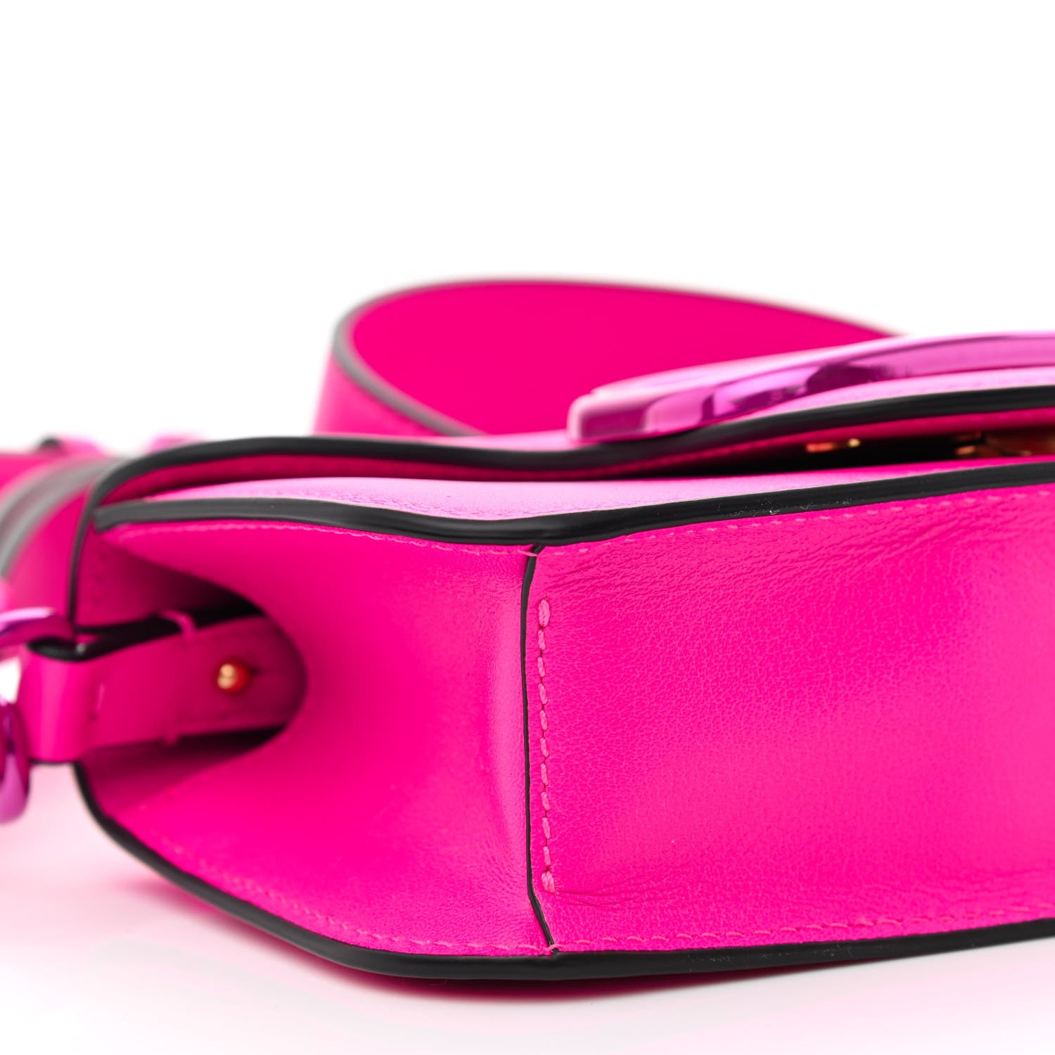 Valentino Garavani Calfskin Lacquer Monochrome Vlogo Mini Loco Crossbody Bag Pink PP 8 of 9