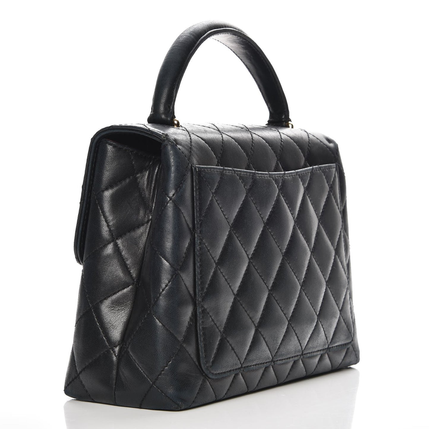 Lambskin Quilted Medium Kelly Flap Bag Black
