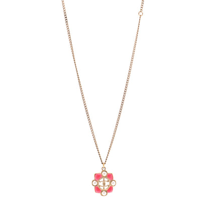 Chanel Enamel Pearl CC Necklace Gold Pink 1 of 4