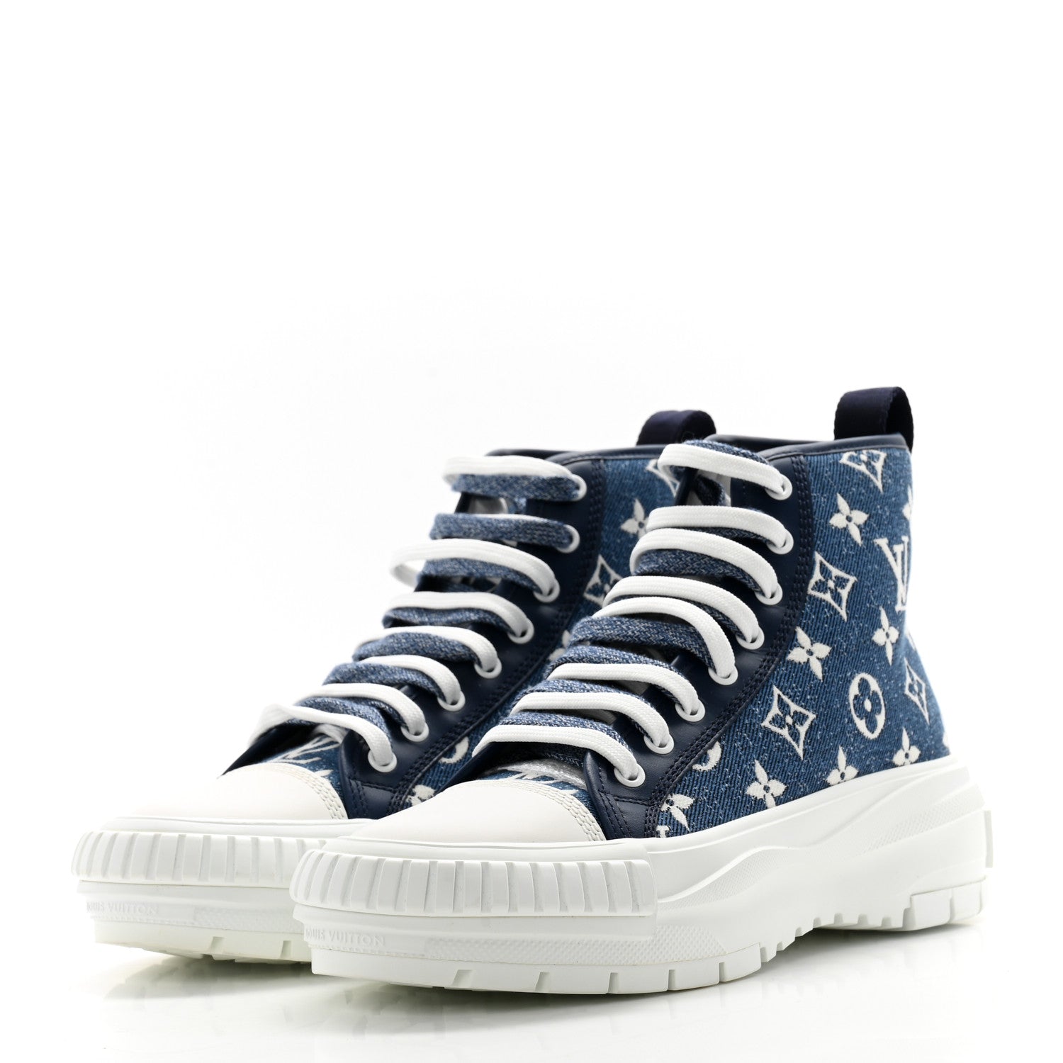Louis Vuitton Denim Monogram Squad Sneaker Boots 37.5 Marine 2 of 8