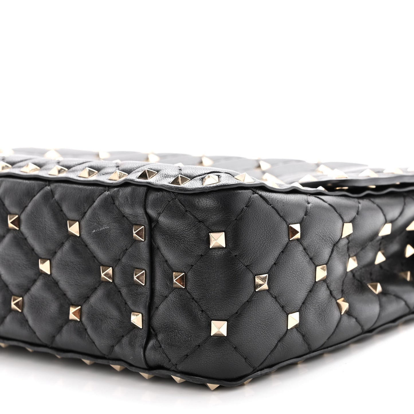 Lambskin Medium Rockstud Spike Shoulder Bag Black