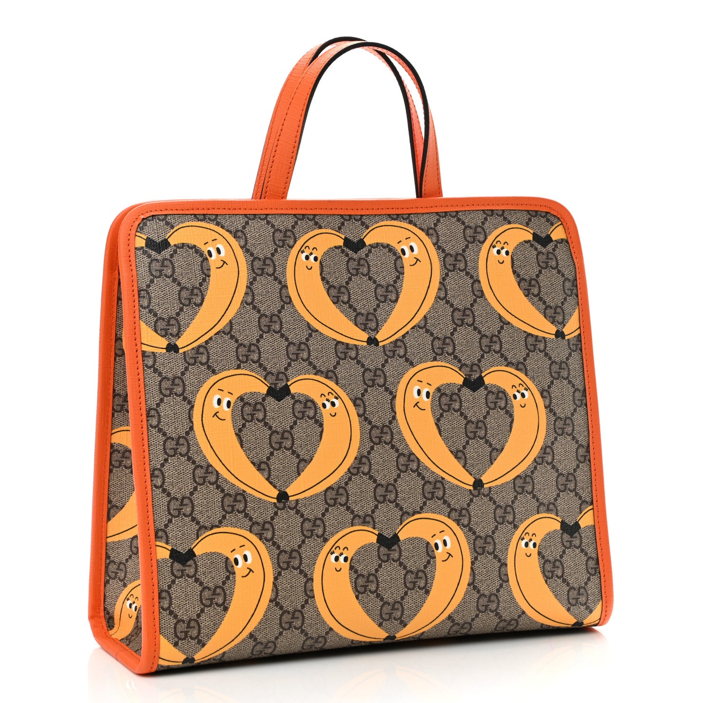 GG Supreme Monogram Banana Childrens Tote Beige Ebony Multicolor Carrot Orange